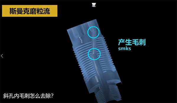 用<a href='http://www.yyjdwx.com' target='_blank'><u>流體拋光機(jī)</u></a>，去除斜孔內(nèi)毛刺